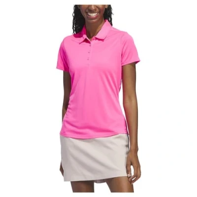 Image of adidas Women&#039;s Solid Performance Short Sleeve Polo Shirt, Solar Pink, L