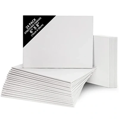 Image of Belle Vous 24 Pack Blank Canvas 15 x 20cm (6 8 inches) Pre Stretched Panel Boards Suitable for Acrylic and Oil Painting Also Sketching Drawing
