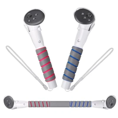 Image of Digicharge 3 in 1 Handle Attachment Compatible with Meta Quest 3S / Sticks Oculus Accessories, Beat Saber Handles, VR Gorilla Tag Controller Extension Grip, for Golf Club