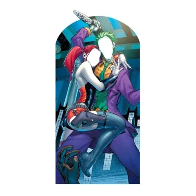 Image of Star Cutouts Ltd SC1346 Harley Quinn and The Joker Cardboard Cutout Stand in with Knife 193cm Tall 95cm Wide, Multicolour