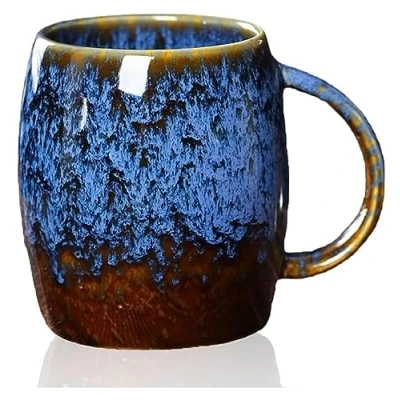 Image of KUKUUU Ceramic Mugs Cup Coffee Mug,450ML Ceramics Cup,Stoneware Mugs,Stoneware Coffee,Large Tea Cups Mugs,Porcelain Mug (Color : Blue)