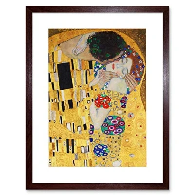 Image of Wee Blue Coo Klimt The Kiss Artwork Framed Wall Art Print 12X16 Inch