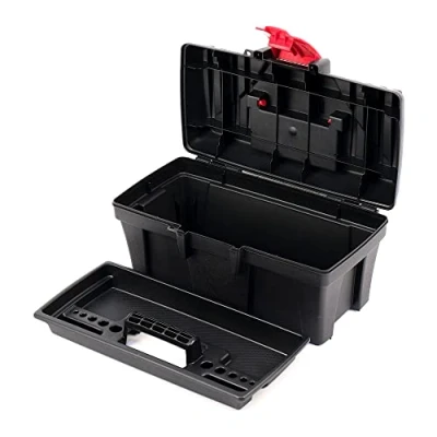Image of Tool Box with Integrated Carrier for Workshop Garage ABS Plastic Clamp Locks (300 x 167 150 mm)