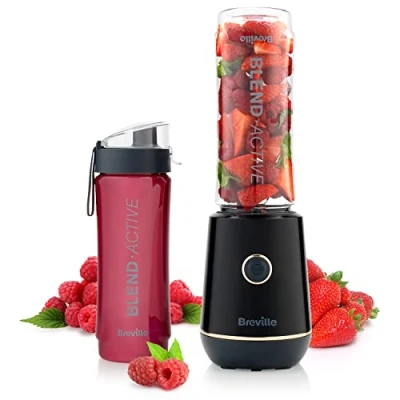 Image of Breville Blend Active Personal Blender &amp; Smoothie Maker 350W 1 Portable Bottle (600ml) Leak Proof Lid Black Gold [VBL251]