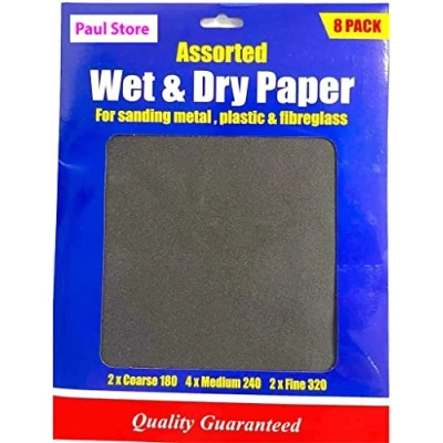 Image of 8PCS SANDPAPER SANDING SHEETS WET DRY WOOD PLASTIC MIXED GRADES SAND