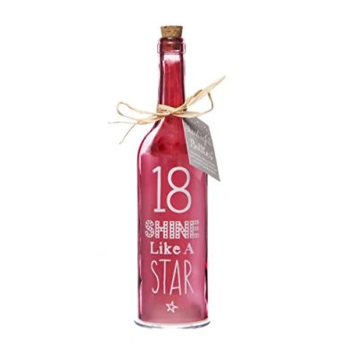 Image of Boxer Gifts SB1218 Light Up LED &#039;18&#039; Birthday Glass Starlight Bottle Beautiful, Decorative Homeware Comes with Gift Tag, 6.7cm x 29.5 cm