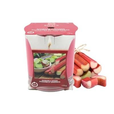Image of Baltus Scented Candle Rhubarb &amp; Ginger 170g Single Wick 45hrs Burn Time Glass Jar Gift