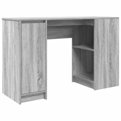 Image of vidaXL Grey Sonoma Desk Engineered Wood Office/Living Room Furniture 120x42x76 cm Modern Secretary Table with Storage