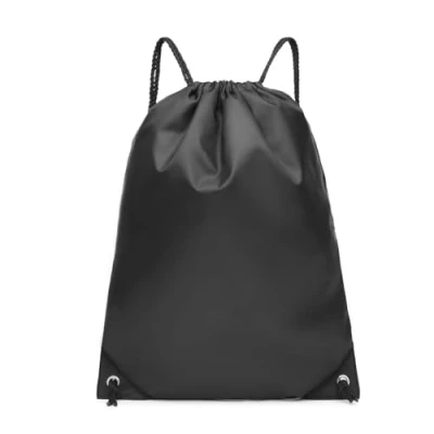 Image of Kono Drawstring Gym Bags Unisex Sports Backpack Swimming Bag Large PE Lightweight Daypack for Hiking, Gym, Travel, Beach (Black)
