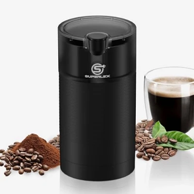 Image of SUPERLEX Electric Coffee Grinder with 100g Capacity Stainless Steel Spice Mill, Detachable Container for Beans, Nuts, Herbs, Grains Cinnamon Spice, 200W