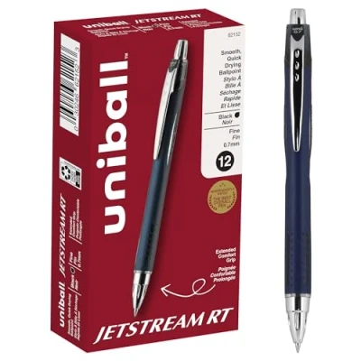 Image of uni ball Jetstream RT Ballpoint Pens, Fine Point (0.7mm), Black, 12 Count