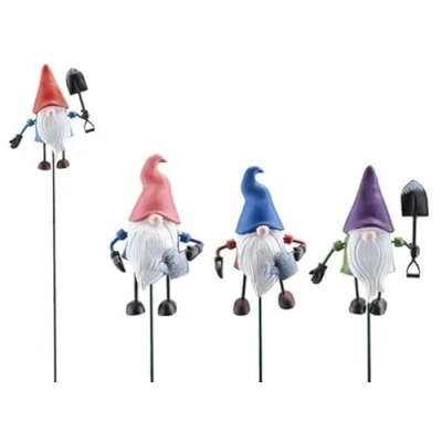 Image of 4 x Metal Gonk with moving limbs on Stakes 50cm Long Garden Ornament Pot GONKS