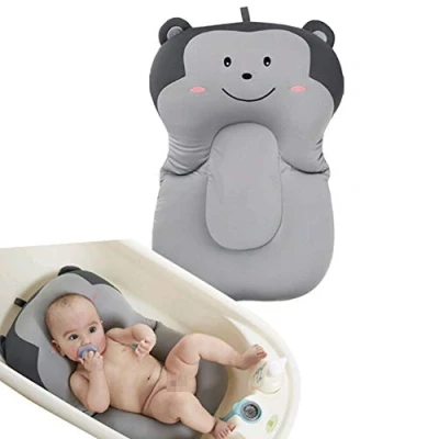 Image of Baby Bather Infant Bath Pad, Moonvvin Floating Soft Pillow &amp; Lounger Newborn Pad Tub Cushion (Grey Monkey Without Hook)
