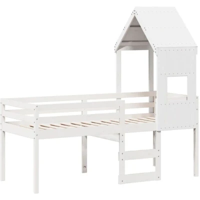 Image of vidaXL High Sleeper Bed without Mattress White 75x190 cm Small Single Solid Wood Pine