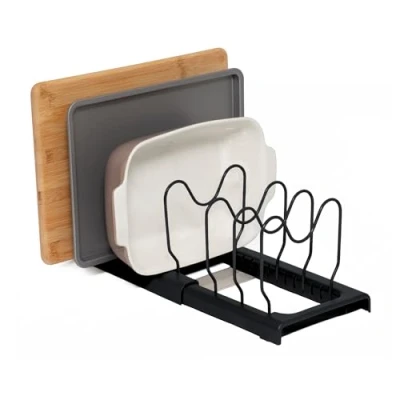 Image of simplywire Expandable Baking Tray and Chopping Board Rack Pan Lid Storage Kitchen Cupboard Organiser Black