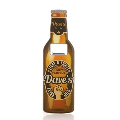 Image of Boxer Gifts Dave Beer Bottle Opener, Stainless Steel, Multi Colour, 18.5 x 5.8 0.4 cm