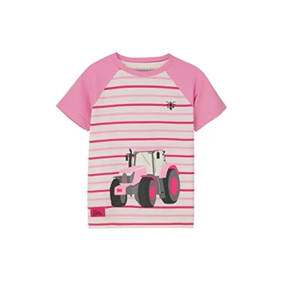 Image of LightHouse Girls Causeway Tee Kids Short Sleeved Cotton Stretch T Shirt Sweet Pea Tractor 6 7years