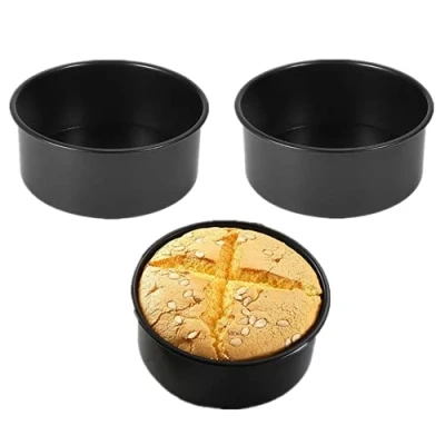 Image of XZJMY 2 Pack 5 Inch Black Cake pan, Mini Round Aluminum Used for Family Gatherings to Bake Pizza, Quiche