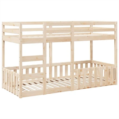 Image of vidaXL Kids Loft Bunk Bed/Bedstead Frame Pine Wood 80x200 cm Guardrails Brown