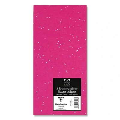 Image of Eurowrap Pink Glitter Tissue Paper 6 Sheets