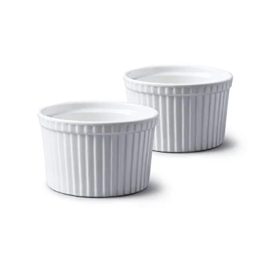 Image of WM Bartleet &amp; Sons 1750 TSET44 Set of 2 Traditional Porcelain Deep Ramekins 10cm Diameter White