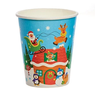 Image of Baker Ross FX306 Christmas Party Cups Pack of 10, Disposable Paper Cups, Kids Table Decoration, Xmas Supplies,
