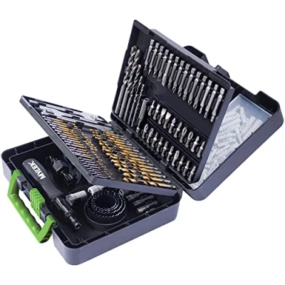 Image of MYLEK 204 Piece Drill Bit And Screwdriver Accessory Set HSS, Cobalt, High Speed for Use on Wood, Masonry, Metal, Plastic &amp; More With Storage Case