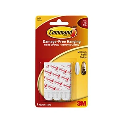 Image of Command Refill Strips, Medium, White, 9 Strips