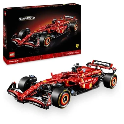 Image of LEGO Technic Ferrari SF 24 F1 Car Model Collectible Formula 1 Set with 1:8 Scale V6 Engine, Gear Box, Steering &amp; DRS Gift Idea for Adult Teenage Racing Fans 42207