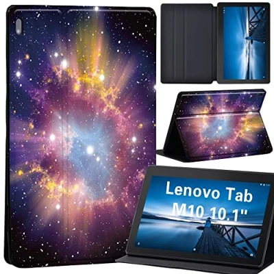 Image of Case for Lenovo Tab M10 TB X605F/ X605L/ X505F/ X505L Leather Tri Fold Stand Cover 10.1 Inch Tablet (star with pink gold nebula)