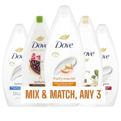 Image of Dove Body Wash/Shower Gel 225ml Mix &amp; Match Any 3 Choose from Pampering, Velvet Glow, Hydrate, Fruity Nourish, Nurturing and Revitalising x