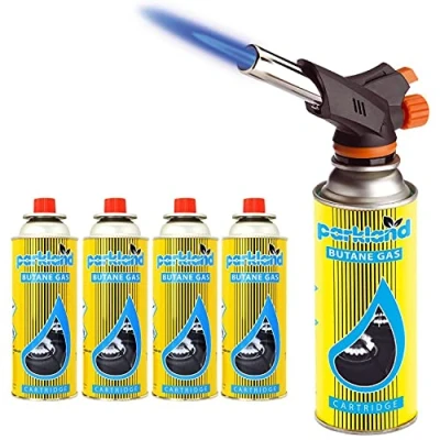 Image of Blow Torch Butane Flamethrower Weed Burner Welding Gas Auto Ignition Soldering (Torch + 4 Refills)