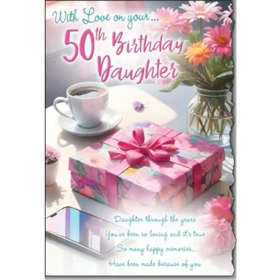 Image of With Love Daughter 50th birthday Card lovely Verse