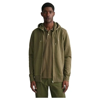 Image of Gant Mens Regular Shield Full Zip Hoodie Sweat Jacket Green Cotton Size 2XL