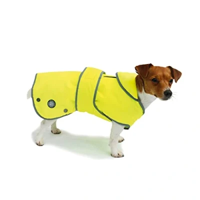 Image of Ancol Muddy Paws All Weather Stormguard Coat . Hi Vis. Size Small/Medium ( Length 35cm, up to 56cm girth)