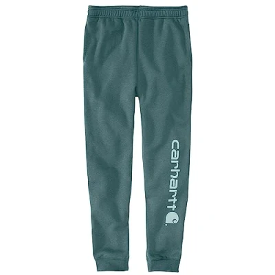 Image of Carhartt Men&#039;s Relaxed Fit Midweight Tapered Logo Graphic Sweatpant, Sea Pine Heather, X Large