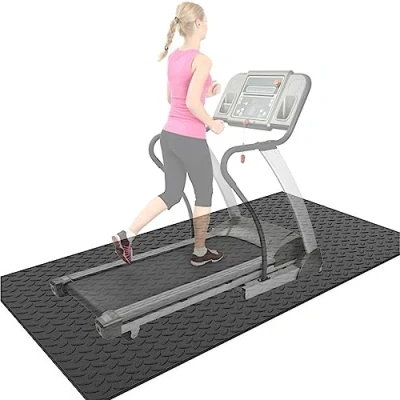 Image of KUMIAO 10mm Thick Treadmill Mat Heavy Duty Black Floor Protector for Gym Equipment, Waterproof Fitness Under Exercise Bike Trainer, Elliptical Mat, Prevents Damage