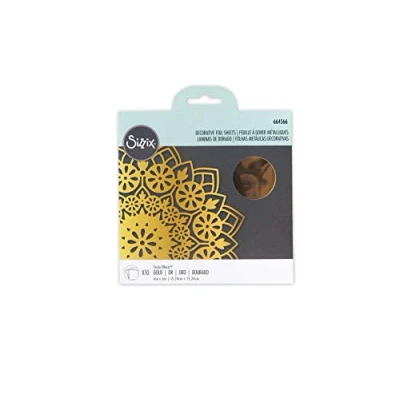 Image of Sizzix Effectz Decorative 664566, Metallic Transfer 6&quot; x 10, Paper, Foil Sheets Gold, One Size