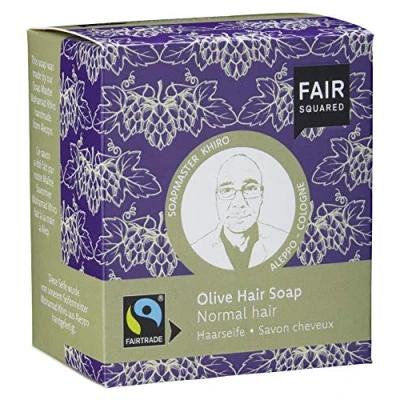 Image of FAIR SQUARED Olive Firm Shampoo Hair Soap 2 x 80 g for Normal with Faitrade Oil Vegan Natural Cosmetics Zero Waste