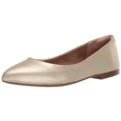 Image of Amazon Essentials Women&#039;s Pointed Toe Ballet Flat, Gold, 13 UK