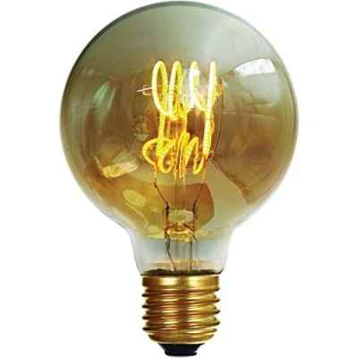 Image of Girard Sudron 716682 LED 80mm Globe G80 Looped Filament Lightbulb Lamp, E27 (ES Edison Screw Cap), Amber, Very Warm White, 200 Lumens, Dimmable, 4 W