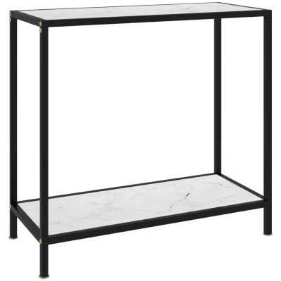 Image of vidaXL Console Table White 80x35x75 cm Tempered Glass