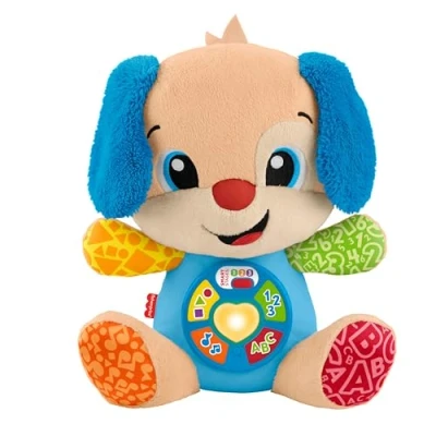 Image of Fisher Price Baby Learning Toy Laugh &amp; Learn Smart Stages Puppy Musical Plush with for Infants Ages 6+ Months, Multilanguage Version, JFD20