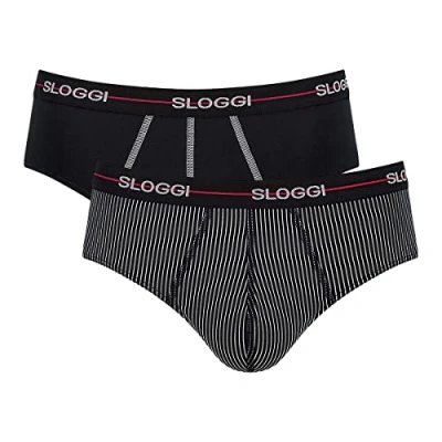 Image of Sloggi Men&#039;s Start Midi C2P Box Briefs, RED Dark Combination, XL