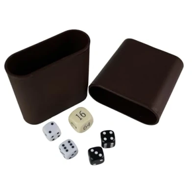 Image of Chessgammon Replacement Backgammon Dice Set &amp; cups Cream Doubling Cube White Black Dices