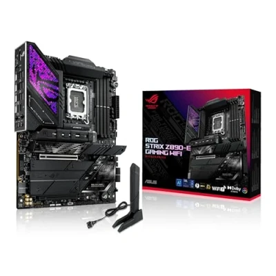 Image of ASUS Intel ROG Strix Z890 E Gaming WiFi ATX motherboard, 18+1+2+2 power stages, DDR5 slots, PCIe 5.0 w/full support for next gen GPUs, seven M.2 7, AI Overclocking, Networking II