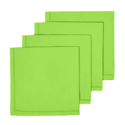 Image of HOMESCAPES Set of 4 Napkins Lime Green 100% Cotton Designed to Coordinate with Osaka Stripe Tablecloth and Seat Pad Range Easy Care Table Hand Woven Washable at 40 Deg C