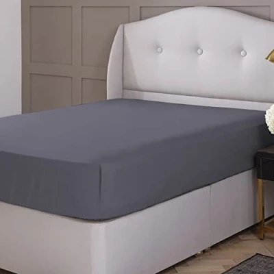 Image of Silentnight 100% Pure Cotton Extra Deep 40cm Single Charcoal Fitted Sheet. Super Soft and Easy Care No Iron Luxury Linen Bottom Bedsheet Elastic Hem to Snugly Fit Around Your Mattress 541138GE