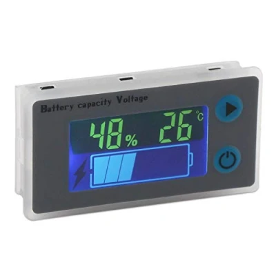 Image of DollaTek Battery Capacity Monitor 10 100V Programmable Level Voltage Temperature Meter Gauge 12V 24V 36V 48V LCD Display Percentage Indicator Tester Electric Quantity Detector