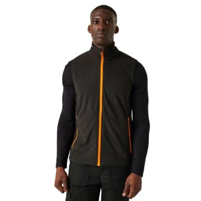 Image of Regatta Professional Men&#039;s Lightweight Navigate Fleece Gilet Black Orange Pop, Size: M